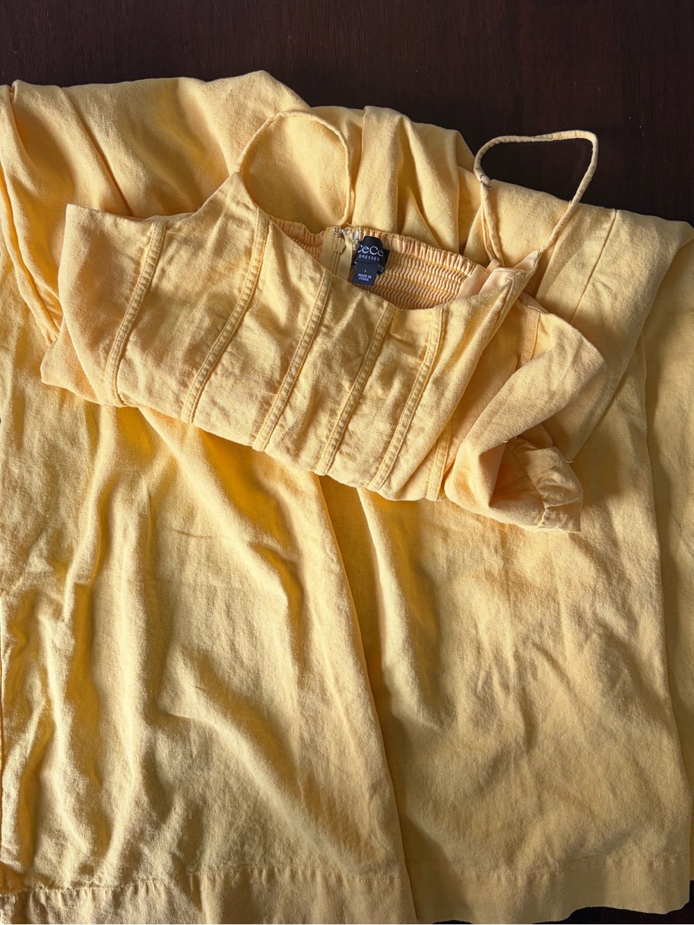 CeCe Yellow Linen-Rayon Blend Maxi Dress with inside Lining Size L
